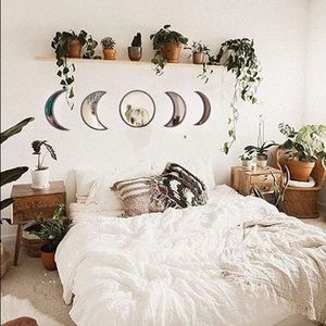 5 Piece Bohemian Moon Phases Mirror Set Wall Decor